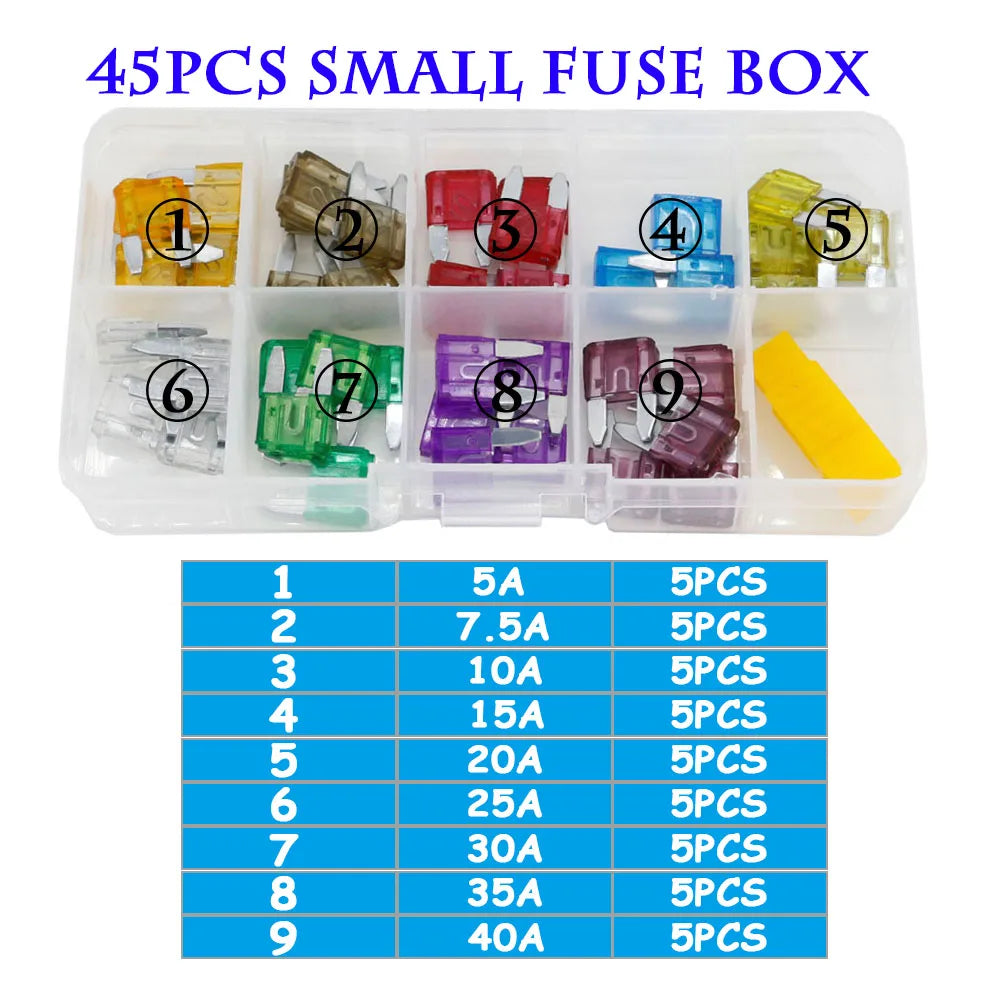 Car Fuse 45/90pcs Mini/Small/Medium