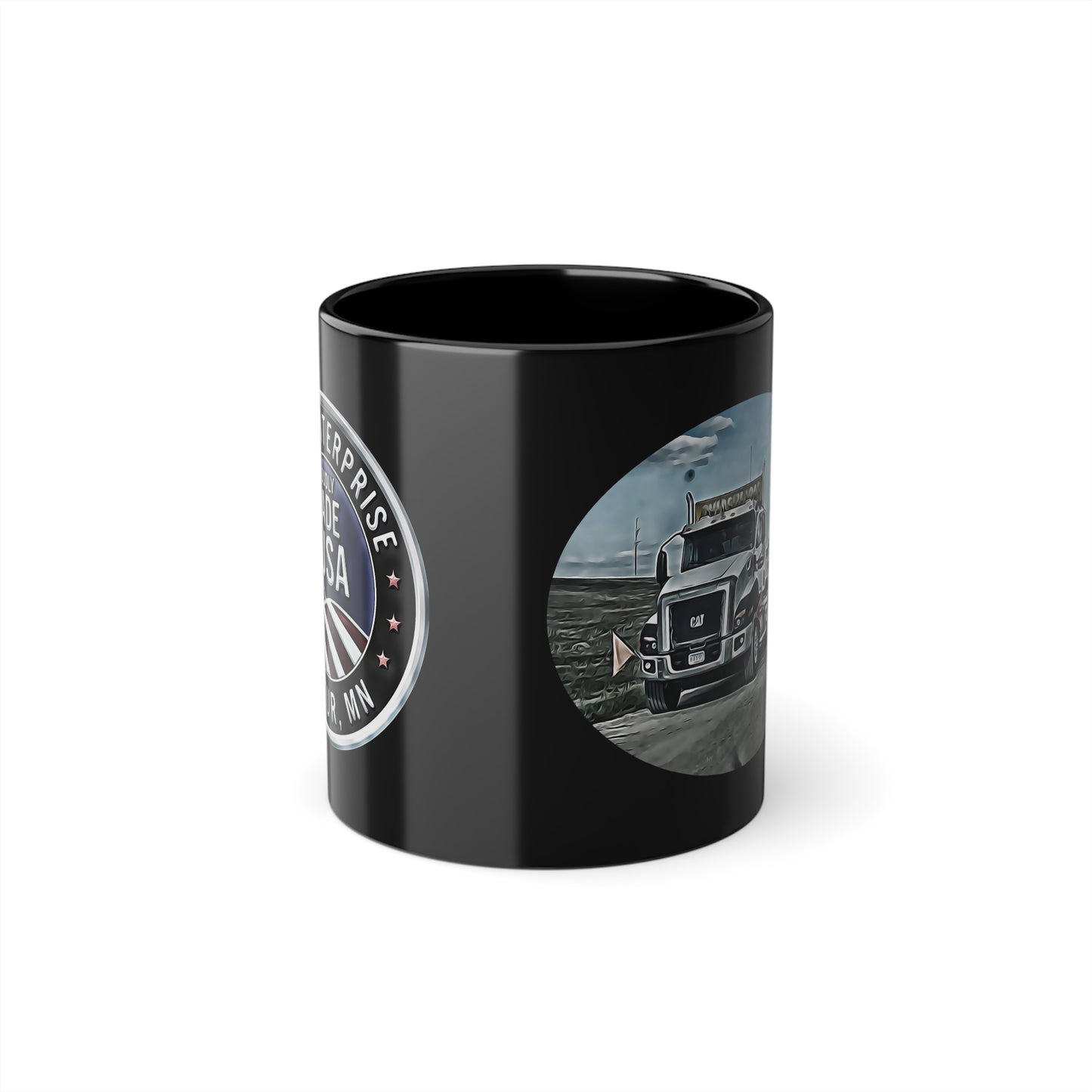 R & F- Black Coffee Cup, 11oz semi Tractor