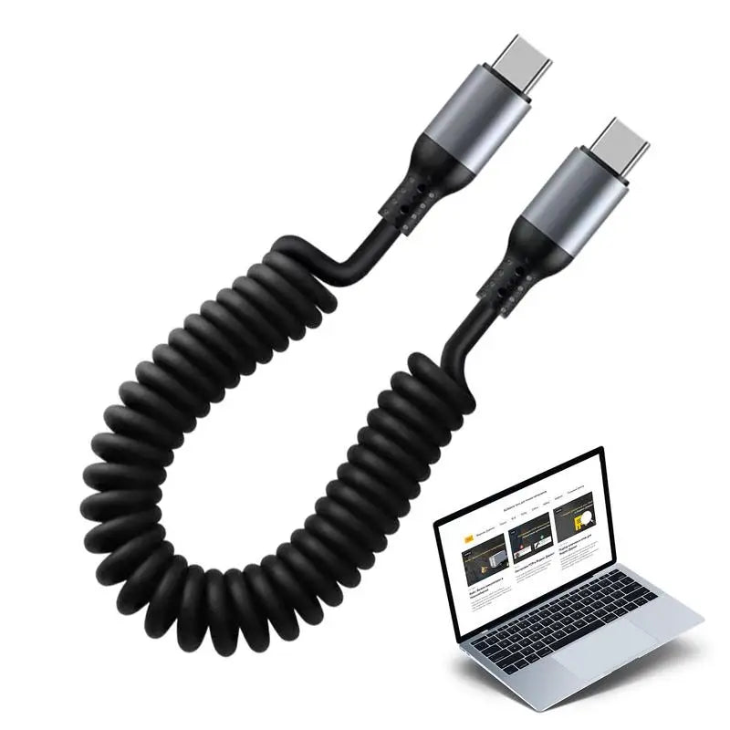 100W Cable 6A Fast Charging Spring Cord Phone