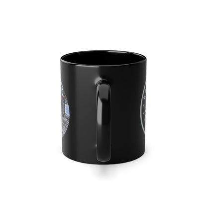 R & F -Black Coffee Cup, 11oz metal plus plow