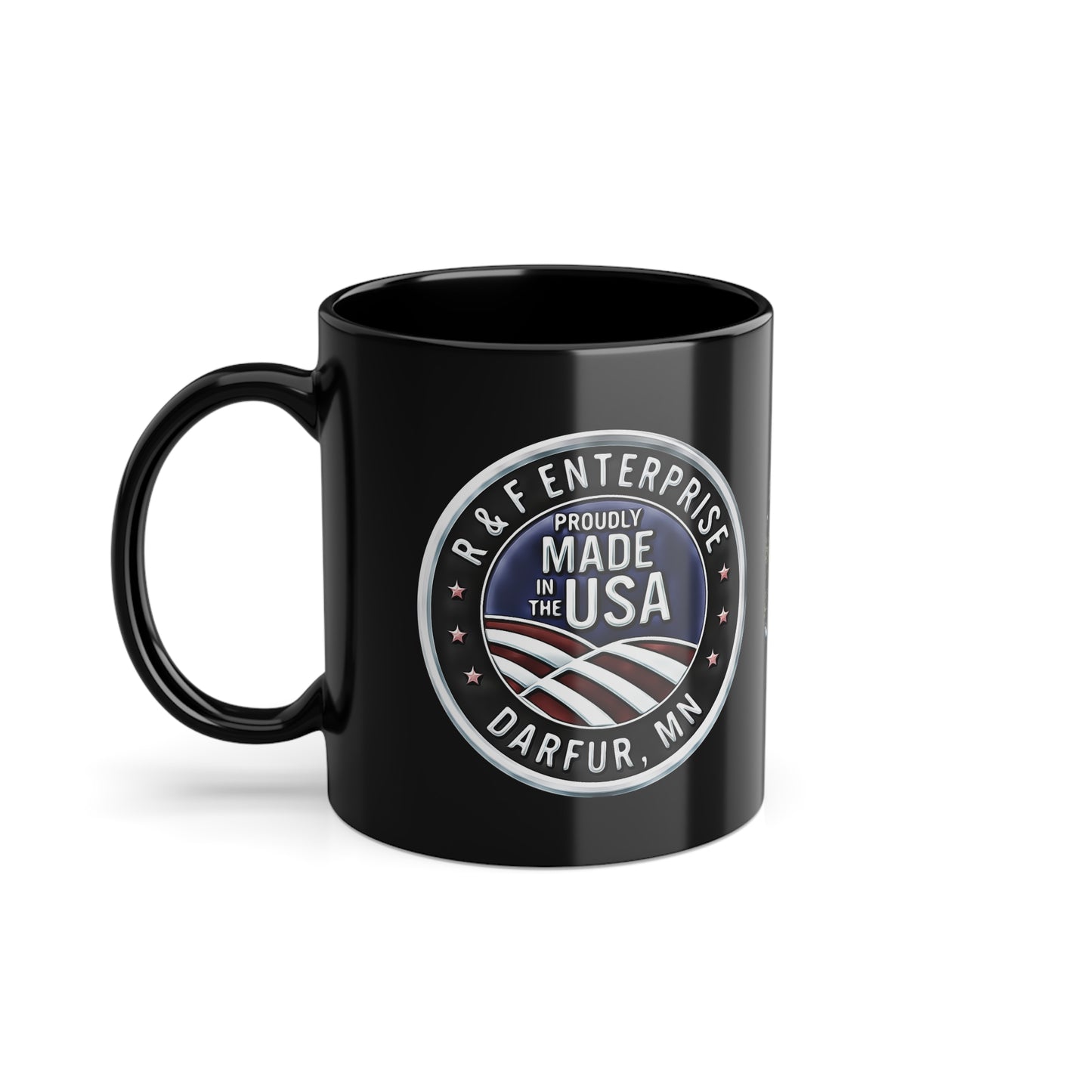 R & F -Black Coffee Cup, 11oz semi dump