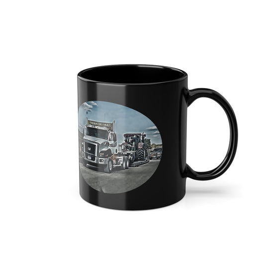 R & F- Black Coffee Cup, 11oz semi Tractor