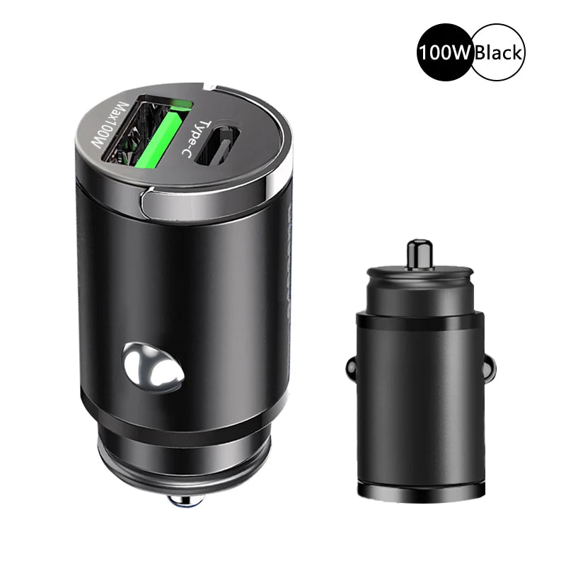 100W Mini Car Charger Lighter Fast Charging Phone