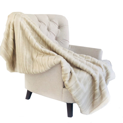 Fancy Mink Faux Fur Ivory Luxury Throw