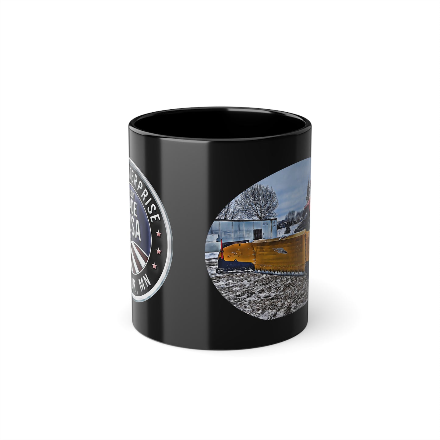 R & F -Black Coffee Cup, 11oz metal plus plow