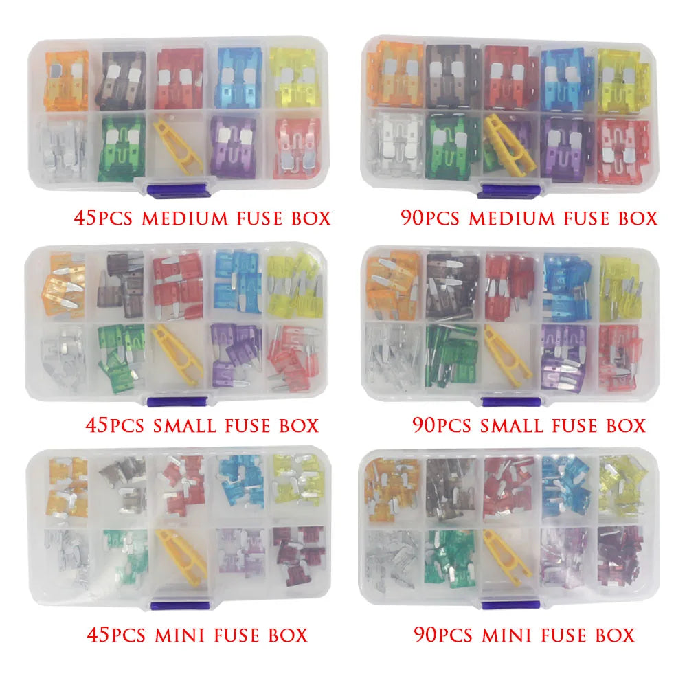 Car Fuse 45/90pcs Mini/Small/Medium