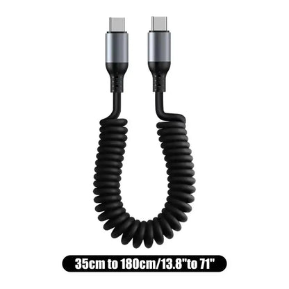 100W Cable 6A Fast Charging Spring Cord Phone