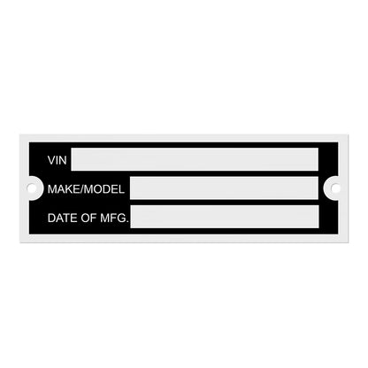 Blank or Engraved Aluminum VIN Serial ID Tag Plate R & F