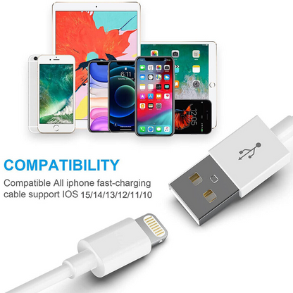 Pack of 3 Long 10FT Charging USB Cable for iPhone