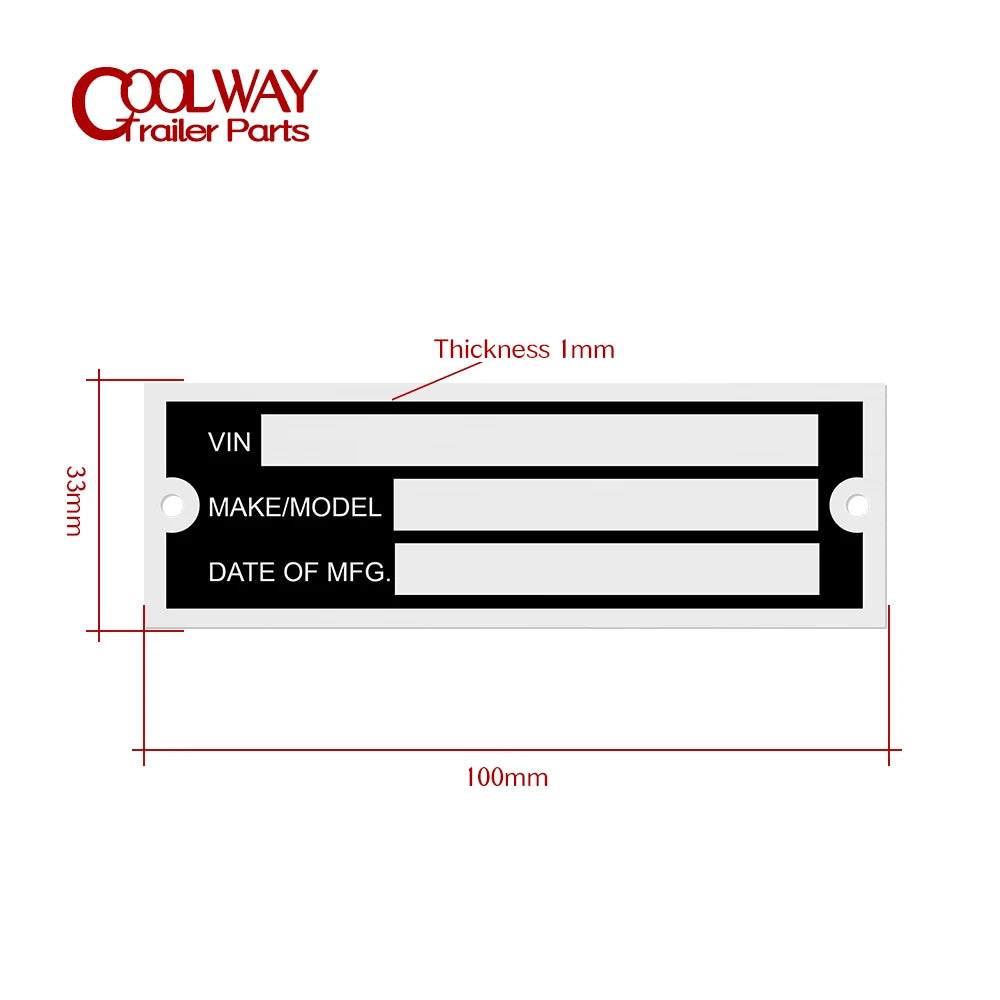 Blank or Engraved Aluminum VIN Serial ID Tag Plate R & F