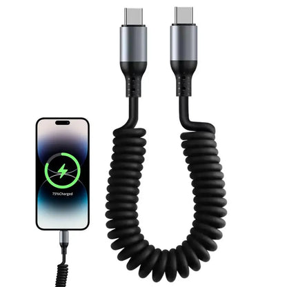 100W Cable 6A Fast Charging Spring Cord Phone